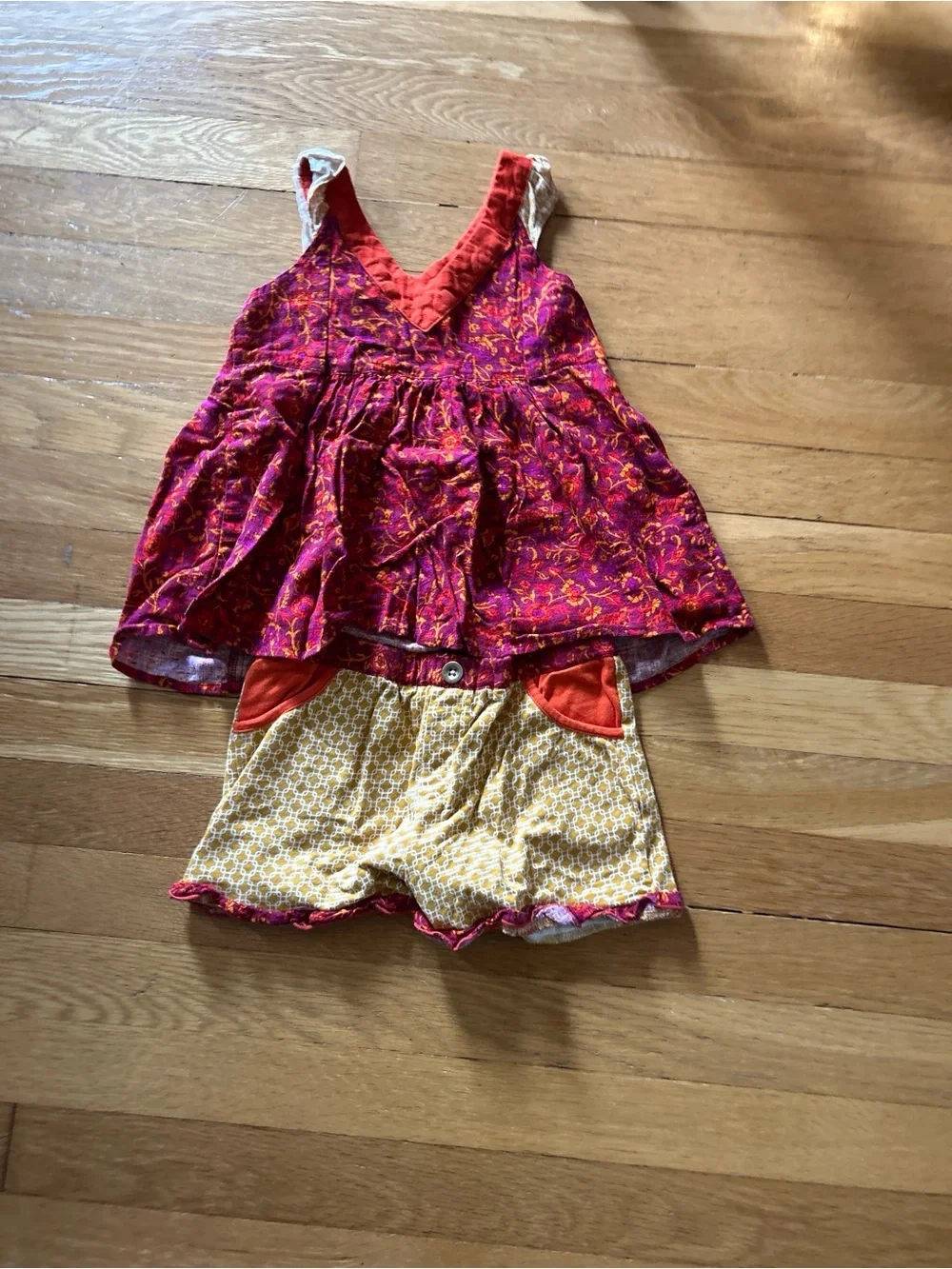 Matilda Jane Fuchsia Floral Tank with Yellow Patterned Shorts